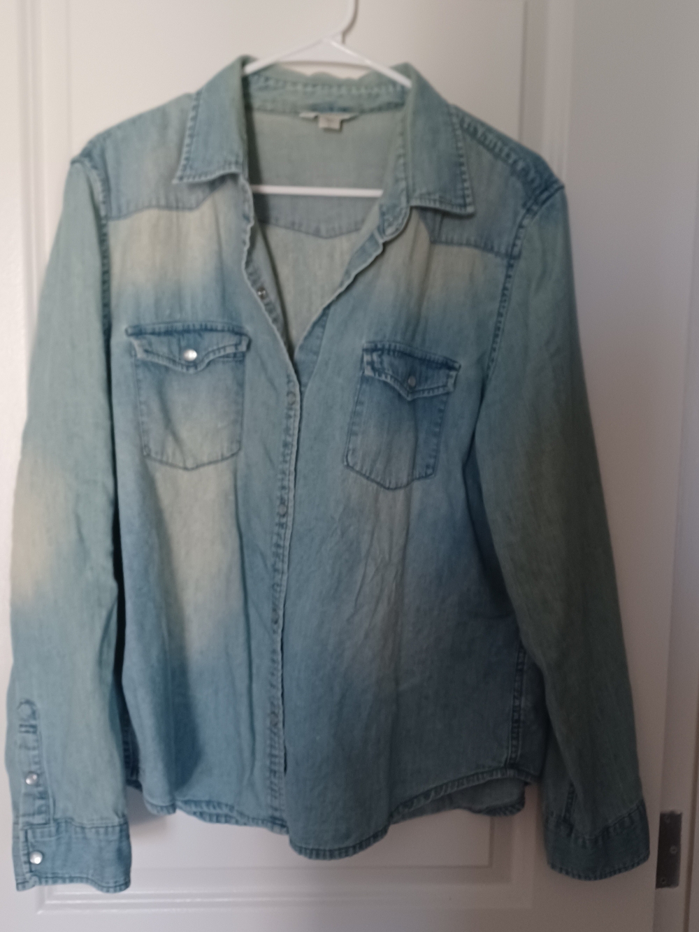 Garnet Hill Light Blue Washed Denim Button-Down Shirt Size 18/xl